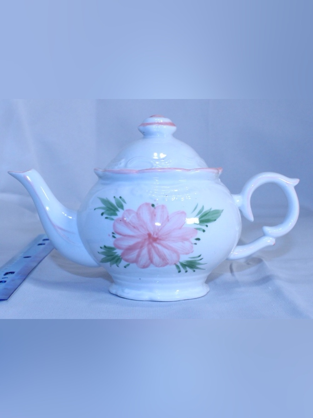 Vintage Teleflora Pink Morning Glory Ceramic Teapot